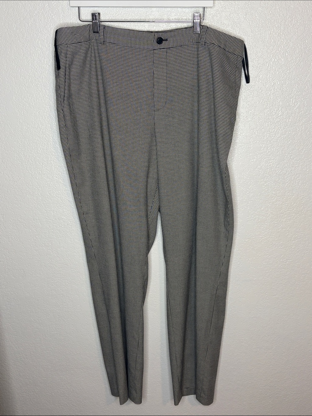 Lauren Ralph Laure Black & White Micro Houndstooth Wide Leg Trousers Size 20W
